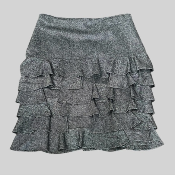 TALBOTS Wool blend Ruffled Tiered Pencil Skirt Gray Size 14 Textured Career - Picture 1 of 10